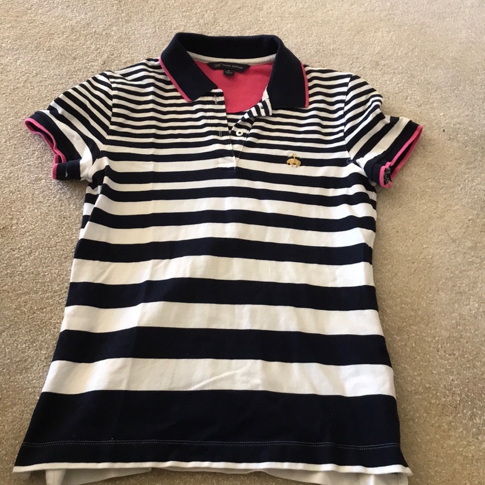 Navy and white striped polo